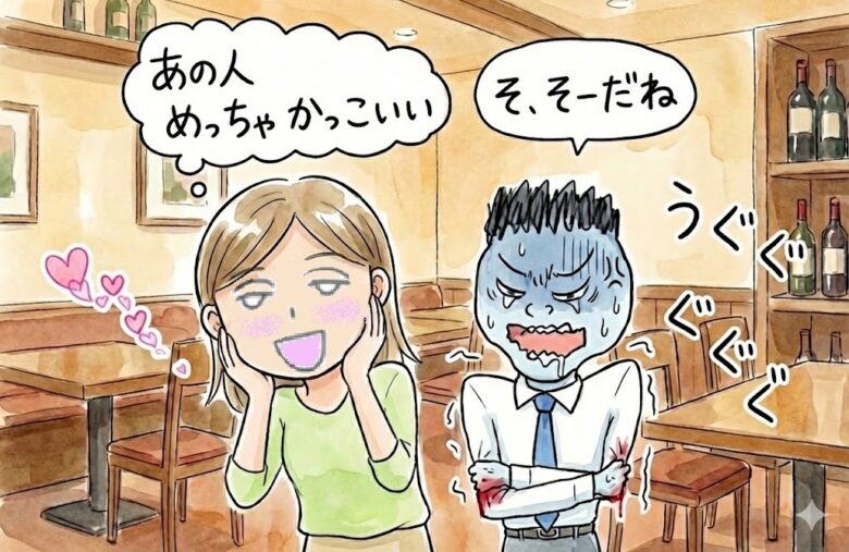 女性が「あの人(他の男)カッコいいよね」と言ってきた時の正しい反応や対応について
